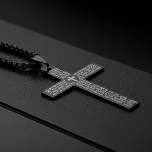 세련되고 인기있는 스테인레스 스틸 십자가 성경 펜던트, 캐주얼 힙합 안드로겐 커플 목걸이, 인기 주얼리 - Product Image 4