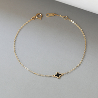 Vente en gros Bijoux en or 14K Mini breloque trèfle à quatre feuilles coréen Bracelets en or 14K pour femmes
