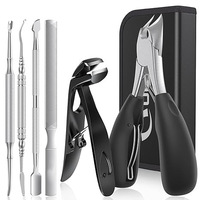 Longhui Universal 6 en 1 Kit de coupe-ongles, Pince à ongles à bec d'aigle pour ongles épais, Pince à cornes, Coupe-ongles à grande tête courbée en caoutchouc et plastique