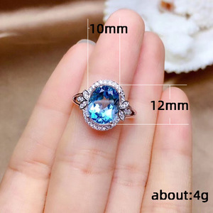 Anello Elegante Vintage da Donna con Accenti Blu, Gioiello Scintillante in Lega Regolabile, Stile Moderno, Idea Regalo - Product Image 5