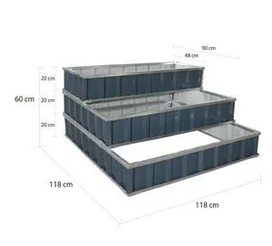 GB118118-H60-3 Buiten Metalen Verhoogde Tuinbedden Voor Groenten Modern Design Tuinboxen Gegalvaniseerd Verhoogd Tuinbed