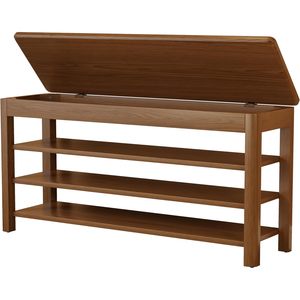 <span class=keywords><strong>Banc</strong></span> à <span class=keywords><strong>chaussures</strong></span> en bois de chêne à 3 niveaux avec étagère de rangement pour salon, salle à manger, entrée - Product Image 4