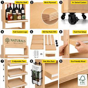 Espositore in <span class=keywords><strong>Legno</strong></span> Naturale Personalizzato <span class=keywords><strong>per</strong></span> Artigianato, Negozi, Aree Espositive, Eventi all'Aperto, Logo OEM - Product Image 5