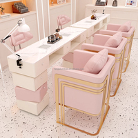 Meubles de salon de luxe de haute qualité modernes Bureau de manucure en bois blanc avec table à ongles pour salons de beauté Technicien en ongles professionnel