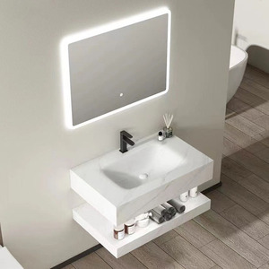 Fregadero de flexión en caliente mate libre de diseño moderno, encimera de <span class=keywords><strong>losa</strong></span> de piedra sinterizada rectangular integrada sin costuras, incluye <span class=keywords><strong>escurridor</strong></span> - Product Image 1
