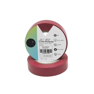 Cinta aislante de PVC roja de 19 mm x 10 m, flexible y duradera, ideal para trabajos eléctricos y protección de cables. - Product Image 1