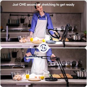 Support de téléphone aérien avec anneau lumineux LED de 10 "pour bureau avec support à pince et télécommande pour l'enregistrement vidéo Vlog Live Stream Cooking - Product Image 4