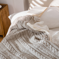 Luxuriöse Jacquard-Strickdecke in Queensize, Superweiche Gemütliche Doppellagige Sherpa-Wärmedecke für den Winter
