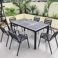 Ensemble de mobilier de salle à manger d'extérieur moderne et durable en acier au carbone et alliage d'aluminium, table et chaises imperméables pour cour, terrasse, parc