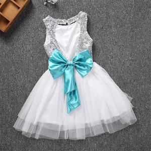 Último diseño niños blusa y falda de arco de verano sin mangas vestido de lentejuelas vestido de los niños para las muchachas del Bebé Ropa - Product Image 5