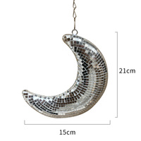 Boule miroir disco en verre, ornement suspendu réfléchissant en forme de croissant de lune pour fête disco