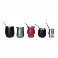 Tasse à thé à Double paroi en acier inoxydable avec cuillère à paille en métal, 8oz, meilleur prix