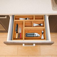 Ensemble de 5 boîtes de rangement en bambou, organiseur de tiroir, kit de boîtes de rangement en bois pour bureau, organiseur de tiroir multifonctionnel