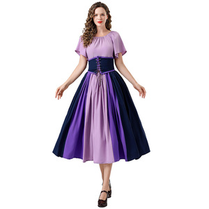 European American Retro Off Shoulder <b>Dress</b> Color Block Patchwork <b>Flutter</b> <b>Sleeve</b> A Line Satin Prom <b>Dress</b> S 3XL - Product Image 4