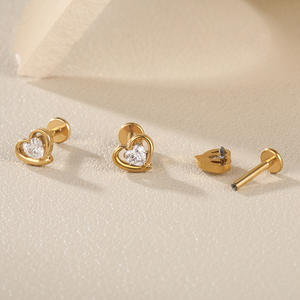 Lingchee titanio cartilagine orecchino a cuore orecchino da donna colore <span class=keywords><strong>argento</strong></span> trago elica Piercing - Product Image 3