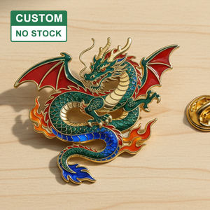 カスタム漫画アニメドラゴンエナメルピン動物ラペルバッジ合金黒白ドラゴンカスタムブローチピン - Product Image 1