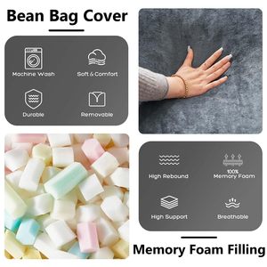 Saco de grasa extra grande relajante de terciopelo precargado Super Big Giant Memory Foam Xl Bean Bag Chair Fluffy Lazy Sofa <span class=keywords><strong>Beanbag</strong></span> para adultos - Product Image 6