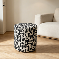 Pouf cylindrique moderne abstrait, tabouret rembourré rond, repose-pieds, tabouret d'appoint multifonctionnel pour salon et chambre à coucher