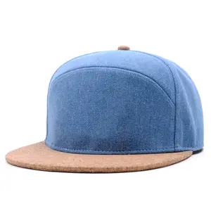 Ücretsiz kargo özel logo toptan düz boş denim erkekler mantar bill brim ahşap yapış geri snapback kap mantar kasketli şapka