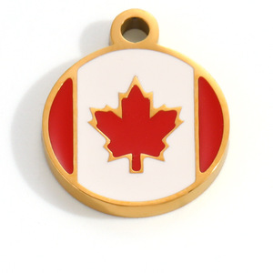 Breloques drapeau national en émail tendance pour femme, plaqué or 18 carats, en acier inoxydable étanche, pour bijoux DIY, cadeaux - Product Image 3