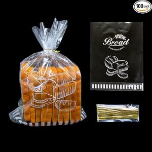 Bolsas impresas transparentes para panadería Pan de pan delicioso reutilizable para pan casero o almacenamiento de panadería con lazos - Product Image 3