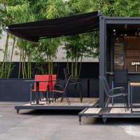 Bar à bière en conteneur préfabriqué monocouche, esthétique industrielle, avec grande fenêtre de service, comptoir de pub pop-up, couleur personnalisée, portable