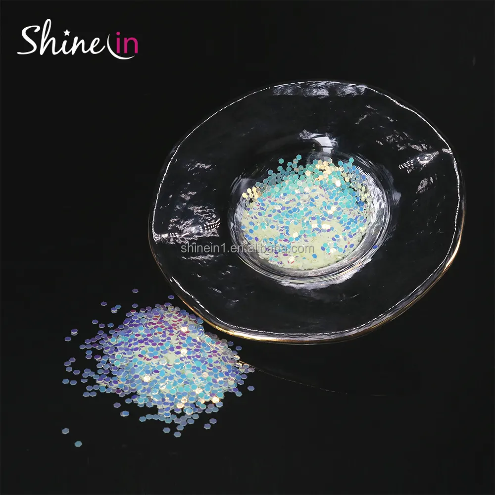 Shinein Glitter Bubuk Hologram Glitter, Glitter untuk Pesta Kerajinan Kuku, Glitter Bercahaya Dalam Gelap Berkilau Tinggi Opal Neon