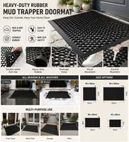 Tapis d'entrée extérieur moderne antidérapant en caoutchouc avec trous de drainage, résistant aux intempéries, pour porte d'entrée, garage, patio