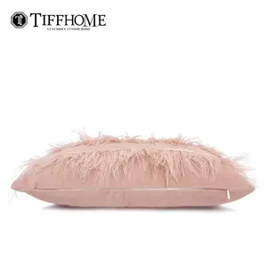 Tiff sarung bantal pendukung punggung merah muda rumah sarung bantal lempar gaya Ins sarung bantal bordir indah buatan tangan