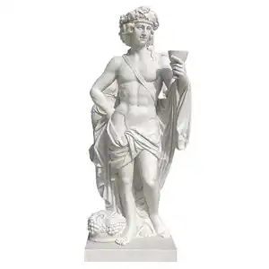 Estátua de mármore de alto polimento em mármore natural indiano, estátua de Deus em vinho, estátua de Dionísio grego, decoração para casa, estátua em mármore branco