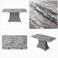 Table à manger de luxe en pierre blanche, design moderne en bloc, base monolithique en béton pour villa, hôtel, restaurant, salon, personnalisable