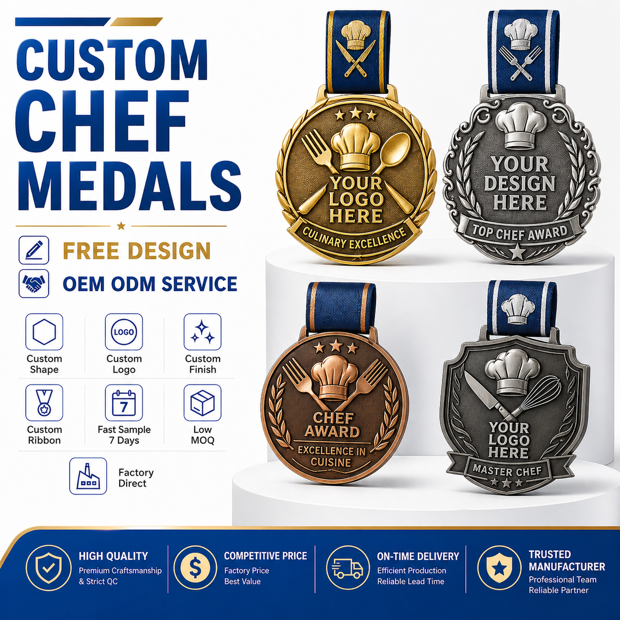 Custom Cooking Medals - Engraved Trophies for Top Chefs