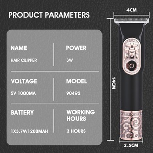 Tondeuse à cheveux électrique 90492 3W 5V rechargeable par USB, longueur réglable, usage domestique - Product Image 1