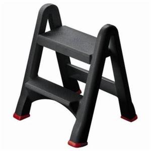 Sgabello a Scala Pieghevole 155160 in Plastica Nera per Uso Domestico - Product Image 1