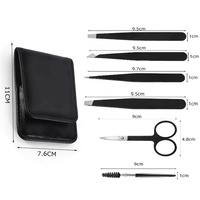 Ensemble de pinces à épiler professionnelles en acier inoxydable 6+1 pièces avec ciseaux courbés, logo personnalisé, kit de pinces à épiler pour les sourcils, outil de maquillage
