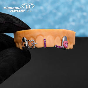 Émail Artisanat 925 Argent Fine Grillz pour Femmes Design Simple WithStar & Lip on Cap Grillz No Allergy Custom Grillz Female - Product Image 3