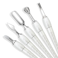 Outils de soin des ongles de haute qualité 5 pièces poussoirs à ongles en acier inoxydable remplaçables pinces à cuticules manucure pédicure ensemble