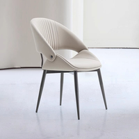 Chaises de salle à manger modernes minimalistes de luxe avec revêtement en cuir PU et pieds en acier carbone - Meubles écologiques pour la maison