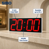 WS604S Jam Dinding LED Digital 6 Inci NTP WiFi Tersinkronisasi 4 Digit Stopwatch Hitung Mundur 30 Alarm Relay G-Sensor Putar Otomatis