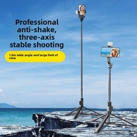 Trípode Selfie Stick Antivibración de 1.8m con Control Remoto y Soporte Telescópico para Teléfono, Compatible con iPhone y Android, para Vlogging y Transmisión en Vivo
