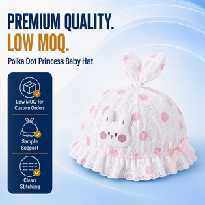 <span class=keywords><strong>Bonnet</strong></span> à Volants Tendance pour Bébé Fille, Motif Animalier à Pois, Dentelle, Faible MOQ, Prix Usine, Vente en Gros - Product Image 1