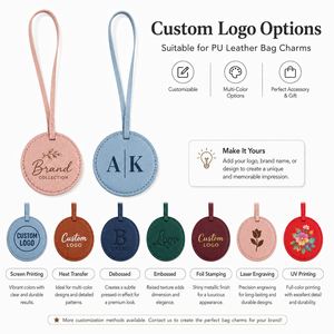 Étiquette de sac en cuir ronde, porte-clés avec logo personnalisé, étiquette de bagage, cadeau personnalisé, anneau porte-clés, vente en gros - Product Image 2