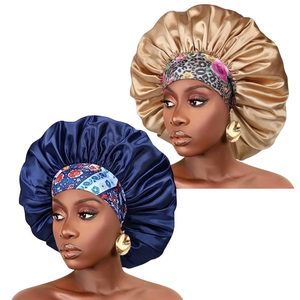 QINGYAN Bonnet <span class=keywords><strong>Femme</strong></span> Africaine en Satin à Imprimé Personnalisé, Vente en Gros, avec Ruban Extra Large et Bande Fleurie Confortable pour Tresses et Boucles - Product Image 6