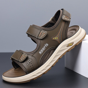 Men's Lightweight Cushioning Sports Casual Open Summer Outdoor Walking Beach Genuine Leather Upper Steel <b>Toe</b> Arch Sandals - Product Image 2