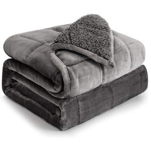 Couverture lestée 15 livres, taille Queen, 60x80 pouces, en flanelle, couverture lestée en sherpa moelleuse pour adultes, couvertures lestées confortables - Product Image 1