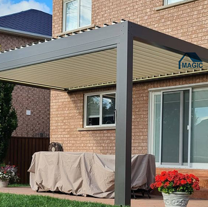 Pergola de jardin à toit à lames magiques, pergola bioclimatique en aluminium motorisée, pergola en aluminium à lames - Product Image 2