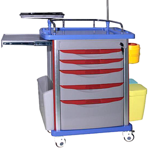 Chariot médical multifonctionnel d'urgence LK LK-B0101 en ABS avec 5 tiroirs, support de perfusion et support pour bouteille d'oxygène 4 - Product Image 1