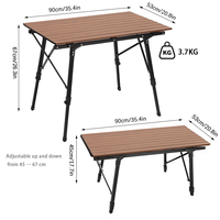 Table pliante portable en aluminium pour pique-nique, camping et plage, avec pieds extensibles et sac de transport