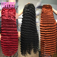 Perruques brésiliennes 100 % cheveux humains ondulés profonds avec dentelle frontale, perruque de 30 à 40 pouces en cheveux humains vierges bruts vietnamiens, perruque frontale HD sans colle