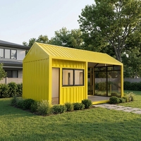 Maison conteneur jaune 2 chambres, préfabriquée, modulaire, en acier, petite maison à toit en pente, 20ft 40ft, avec cuisine et salle de bain